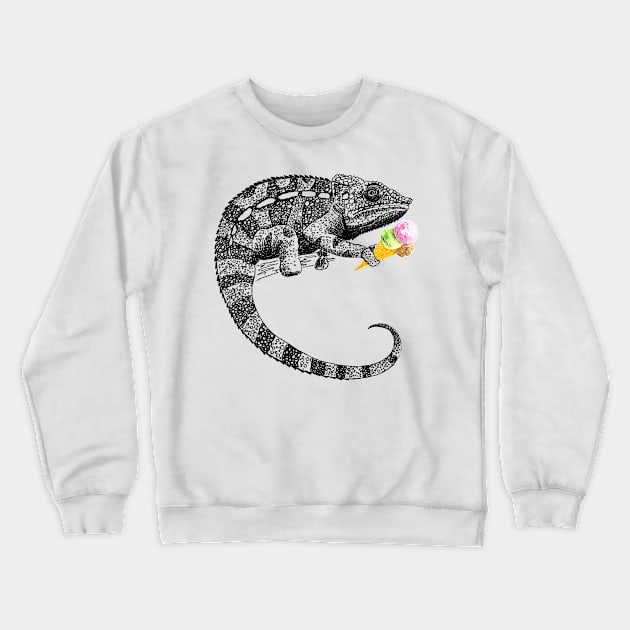 chameleon with ice cream Crewneck Sweatshirt by VicaVeresk